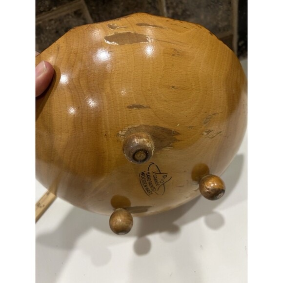 Vintage Large Footed Bowl...Hand Painted Leaves....Maple 1950's - Picture 13 of 13